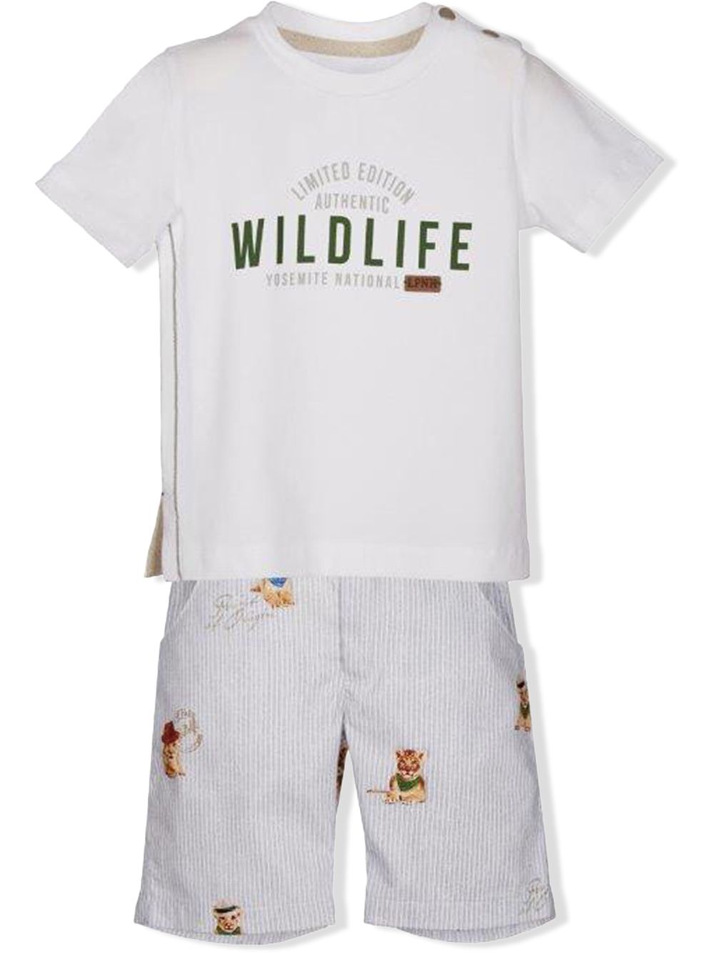 Lapin House Lion-print Two-piece Set In White