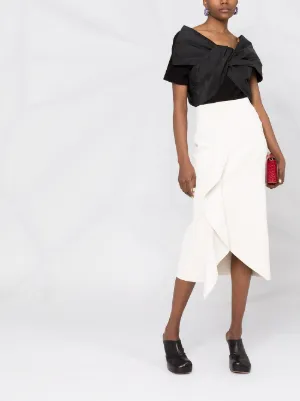 Jupe Crayon Alexander McQueen - Taille 40 - Gris Foncé/Blanc - Laine - État Parfait