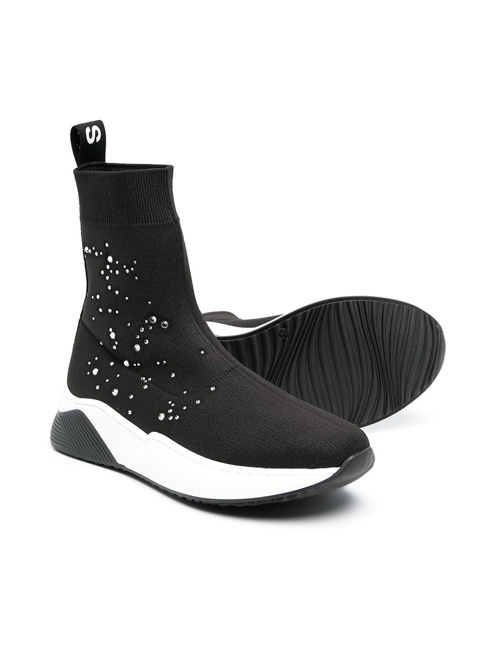 Shop Balmain Teen Crystal-embellished Sneakers In Black