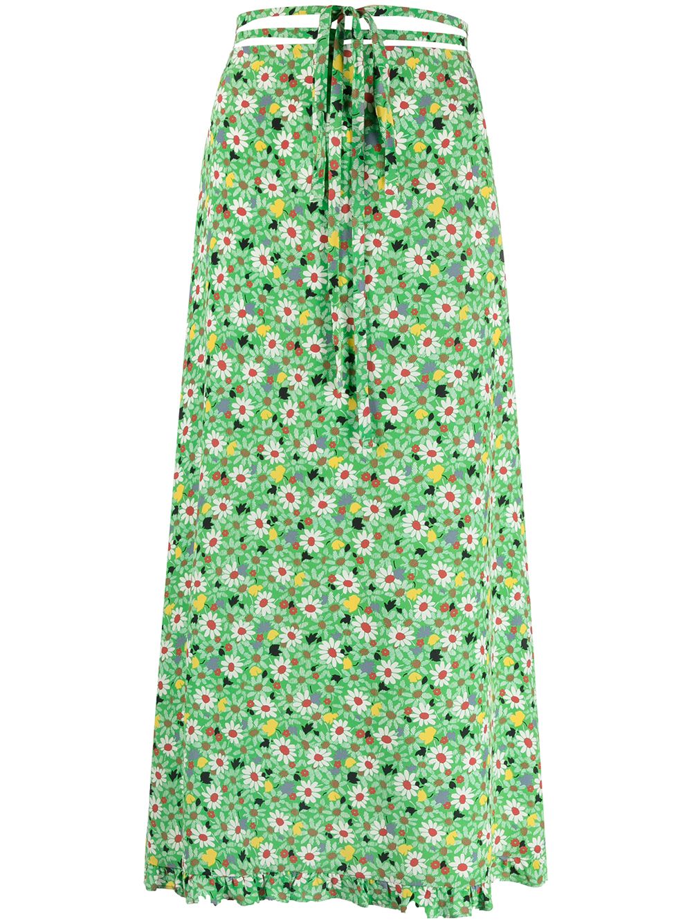 Miu Miu Floral Midi Skirt In Green