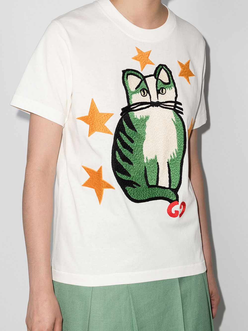 Gucci Star Cat Embroidered T-shirt - Farfetch