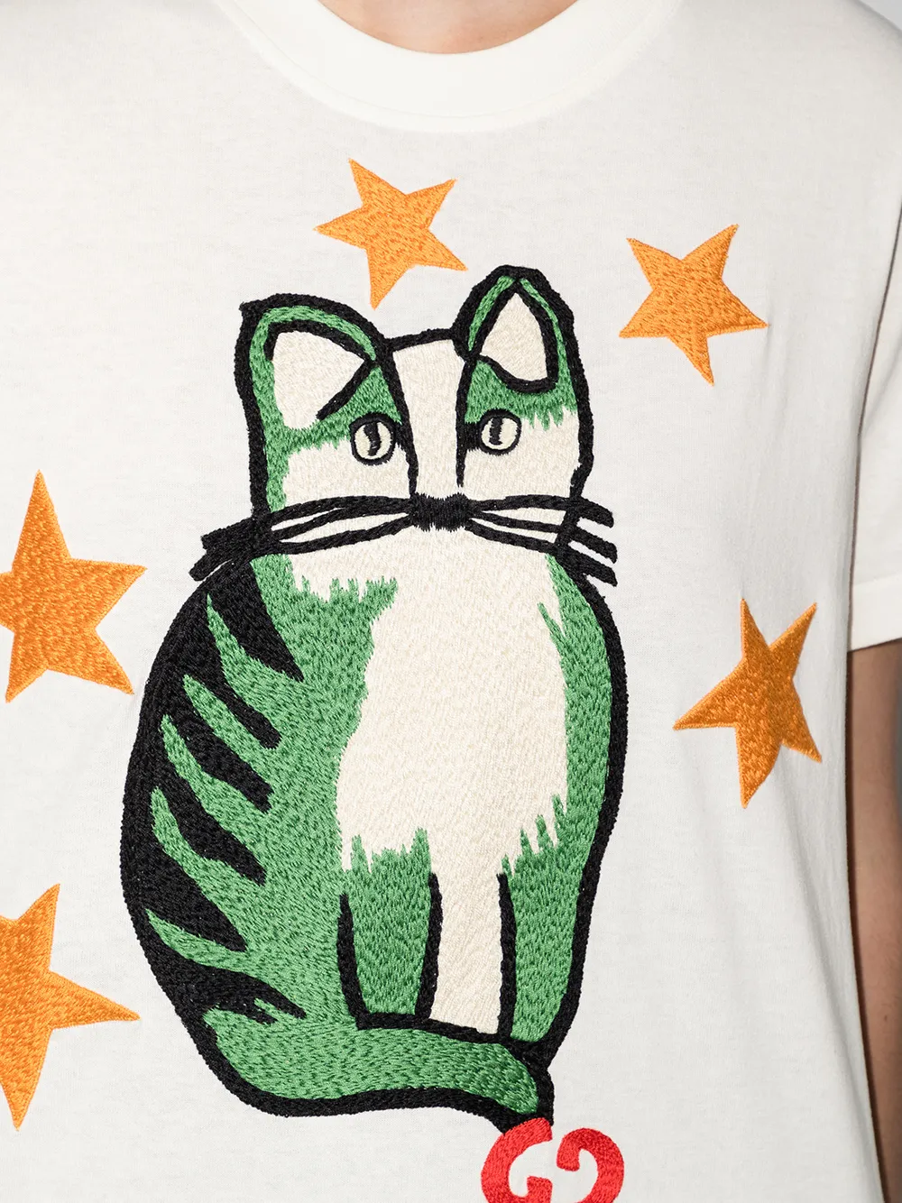 фото Gucci футболка star cat с вышивкой