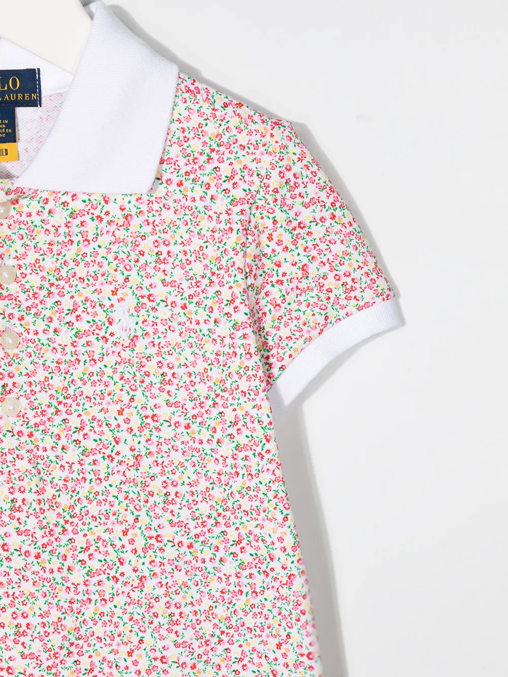 фото Ralph lauren kids платье-рубашка с цветочным принтом и воротником поло
