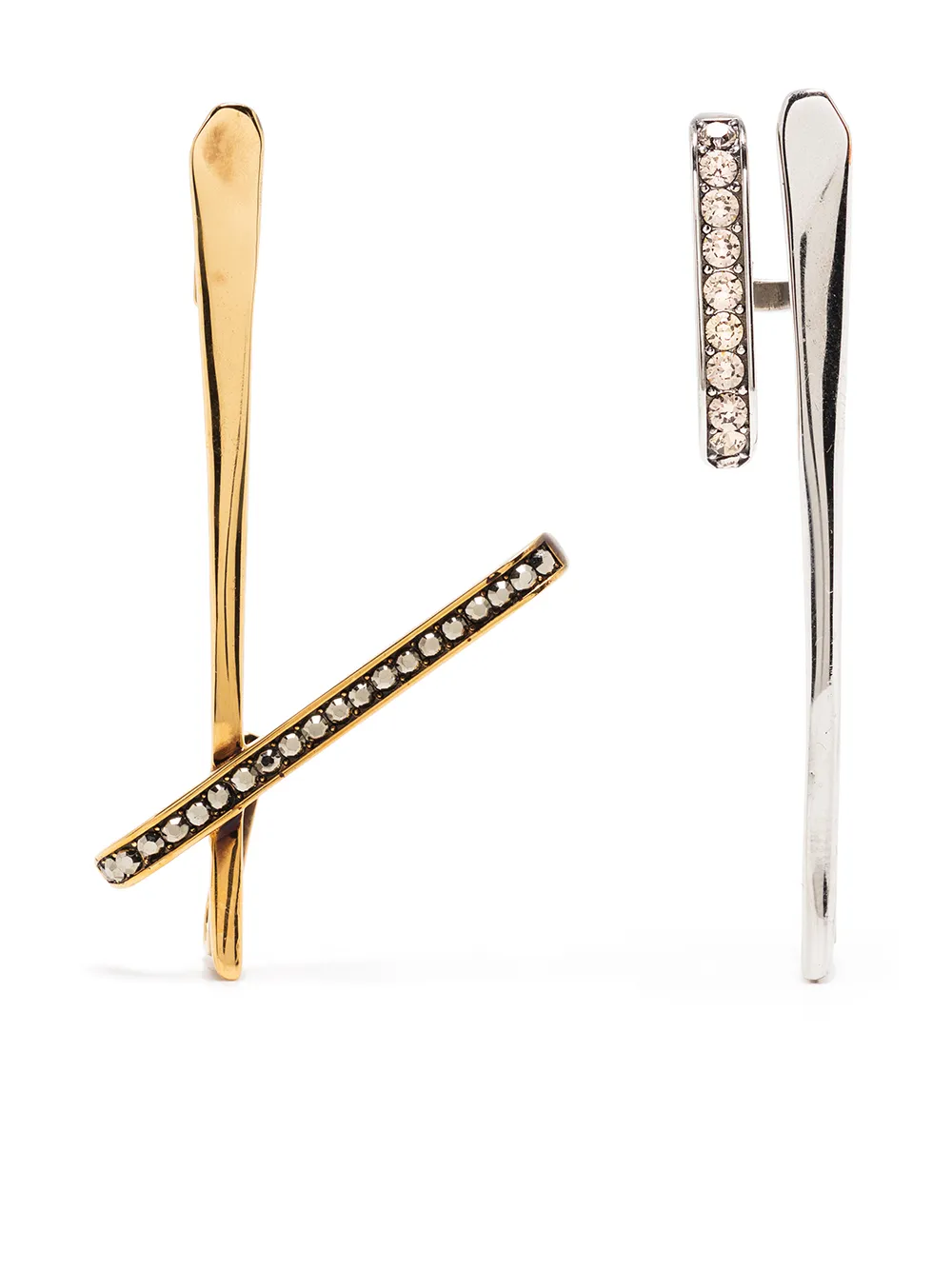 ALEXANDER MCQUEEN CRYSTAL-EMBELLISHED TWO-TONE EAR CUFFS