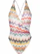 Image 1 of Missoni Mare chevron-knit V-neck one-piece