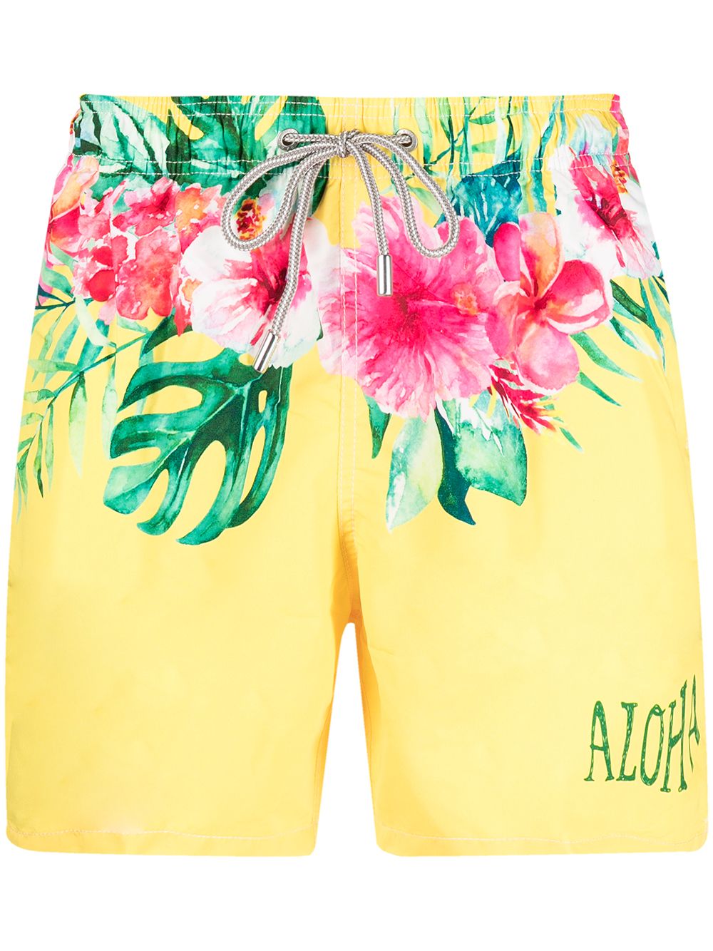 

MC2 Saint Barth shorts de playa con estampado de flor de jamaica - Amarillo