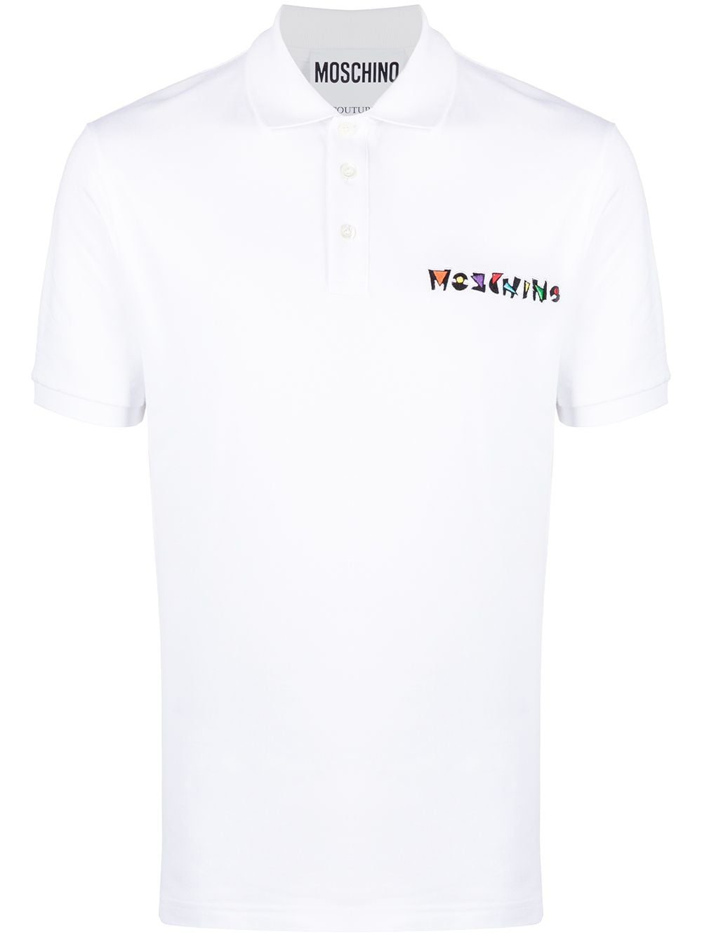 MOSCHINO GEOMETRIC-LOGO SHORT-SLEEVE POLO SHIRT