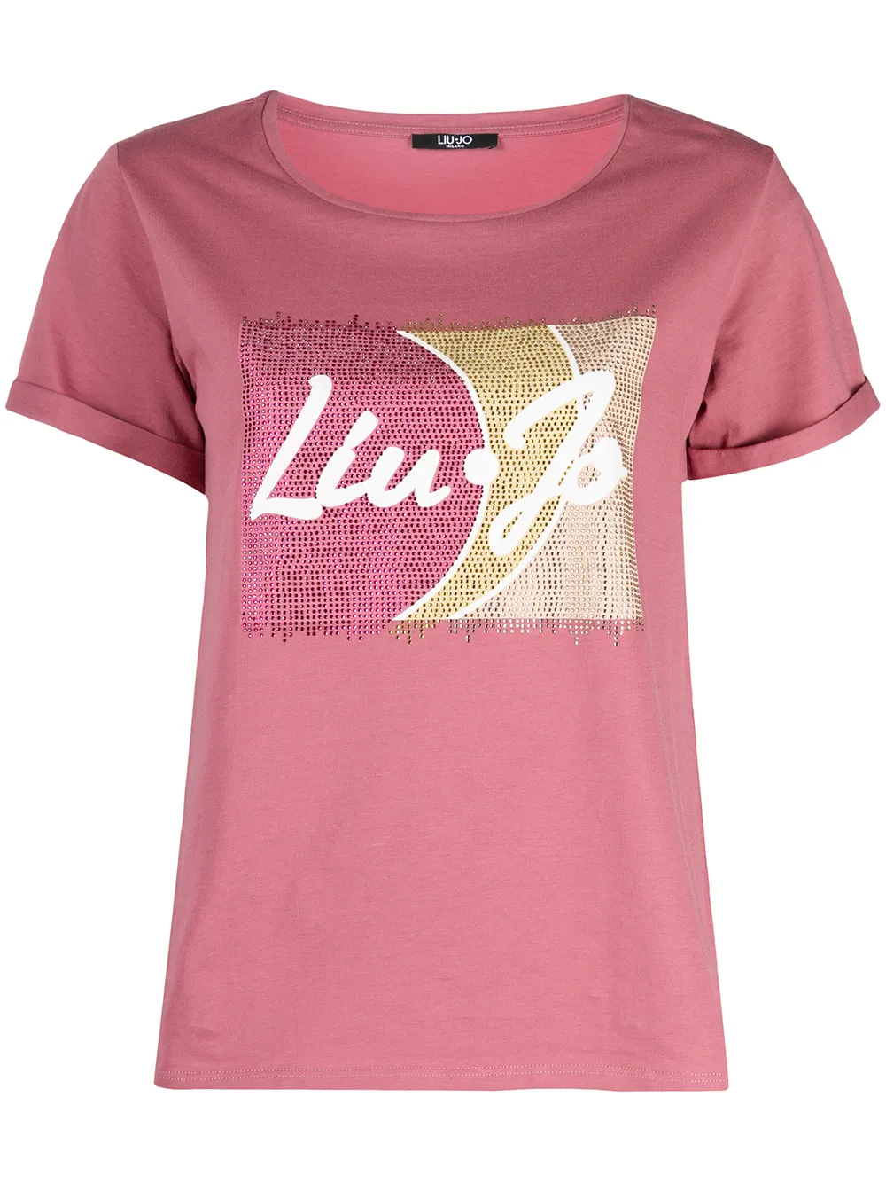 

LIU JO playera con logo y cristales - Rosado