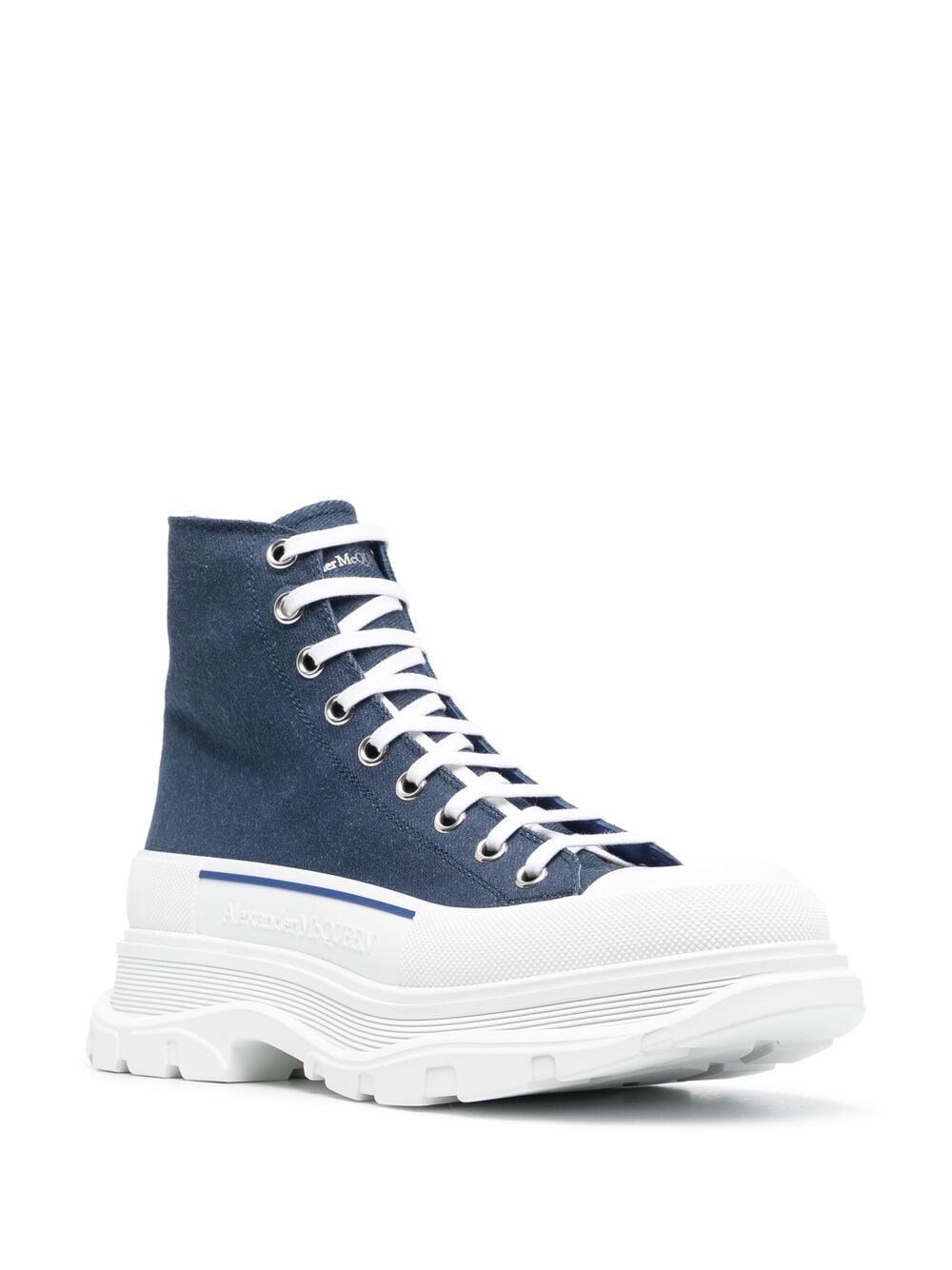 Shop Alexander Mcqueen Tread Slick High-top Sneakers In Blue