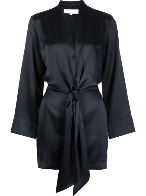 Michelle Mason tie-front silk satin minidress