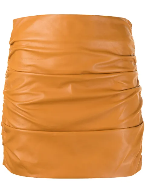 Michelle Mason ruched leather mini skirt