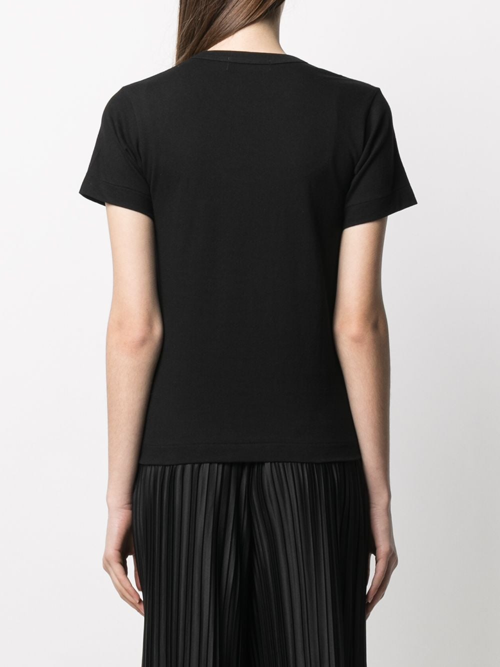 Shop Comme Des Garçons Play Embroidered-logo Cotton T-shirt In Black