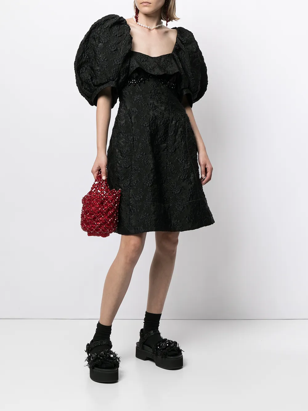фото Simone rocha жаккардовое платье с пышными рукавами