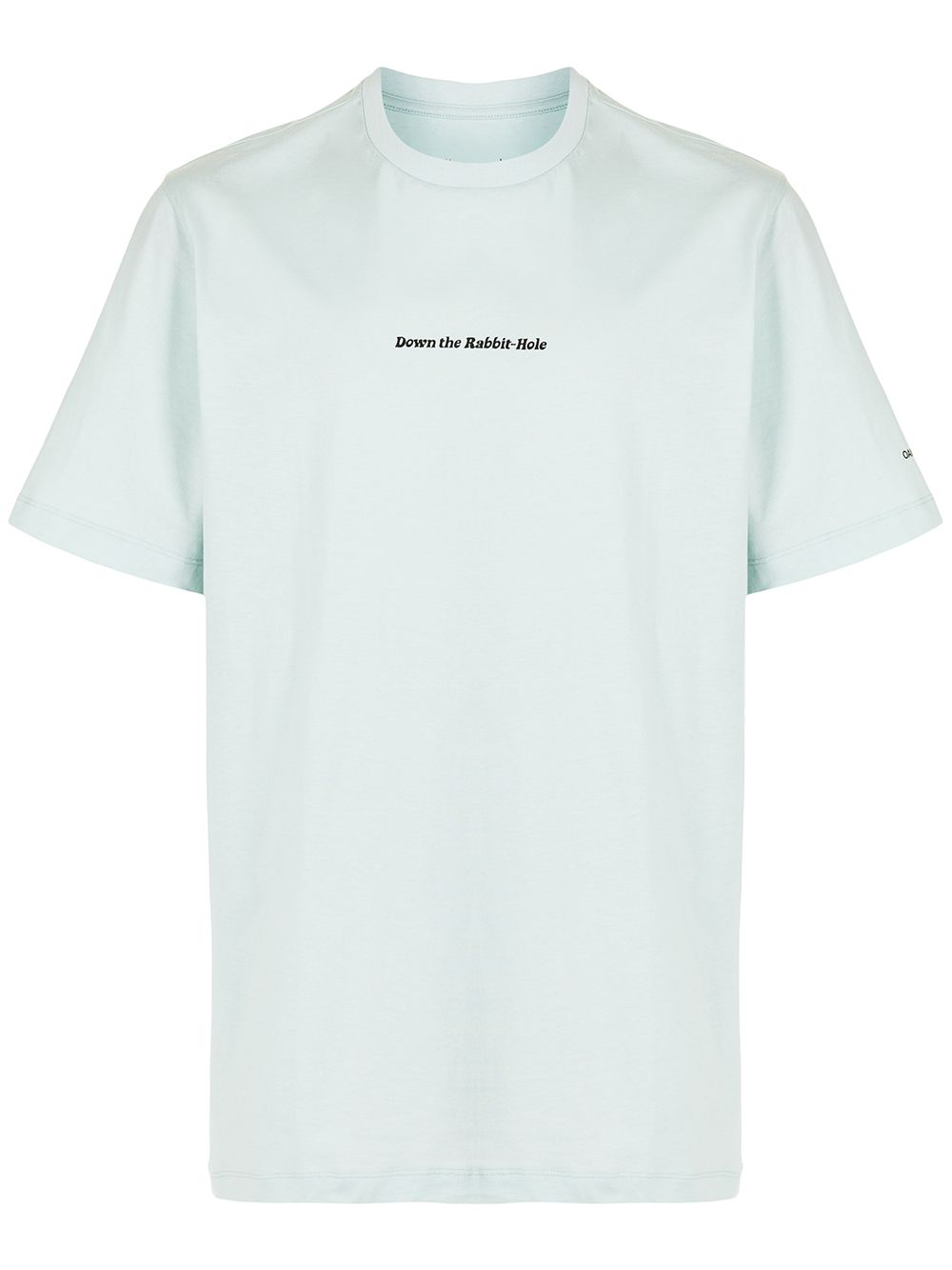Shop Oamc Slogan-print Cotton T-shirt In Blue