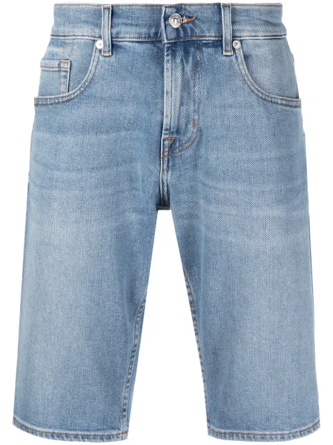 7 For All Mankind light-wash cotton denim shorts