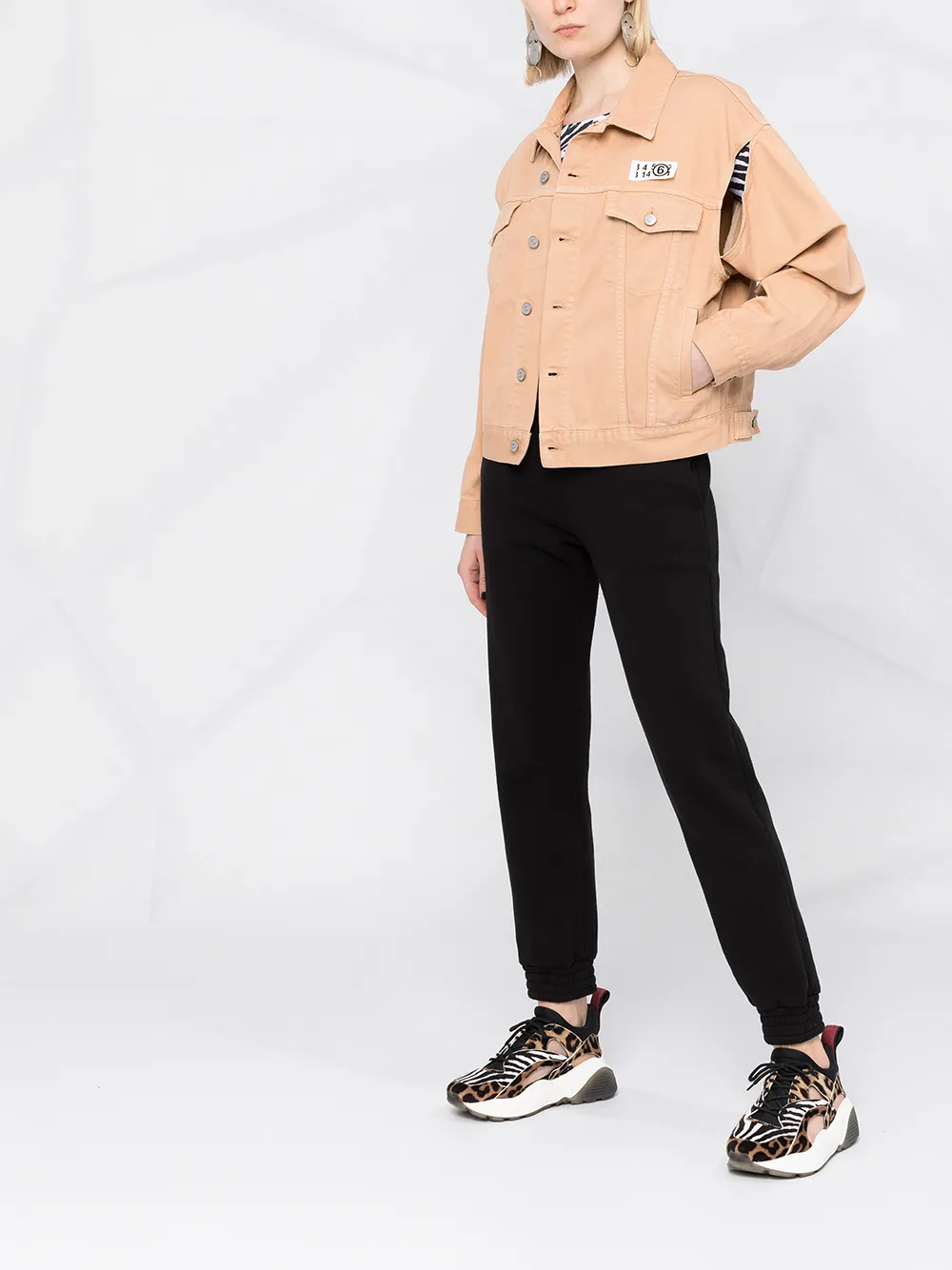 фото Mm6 maison margiela джинсовая куртка с нашивкой-логотипом