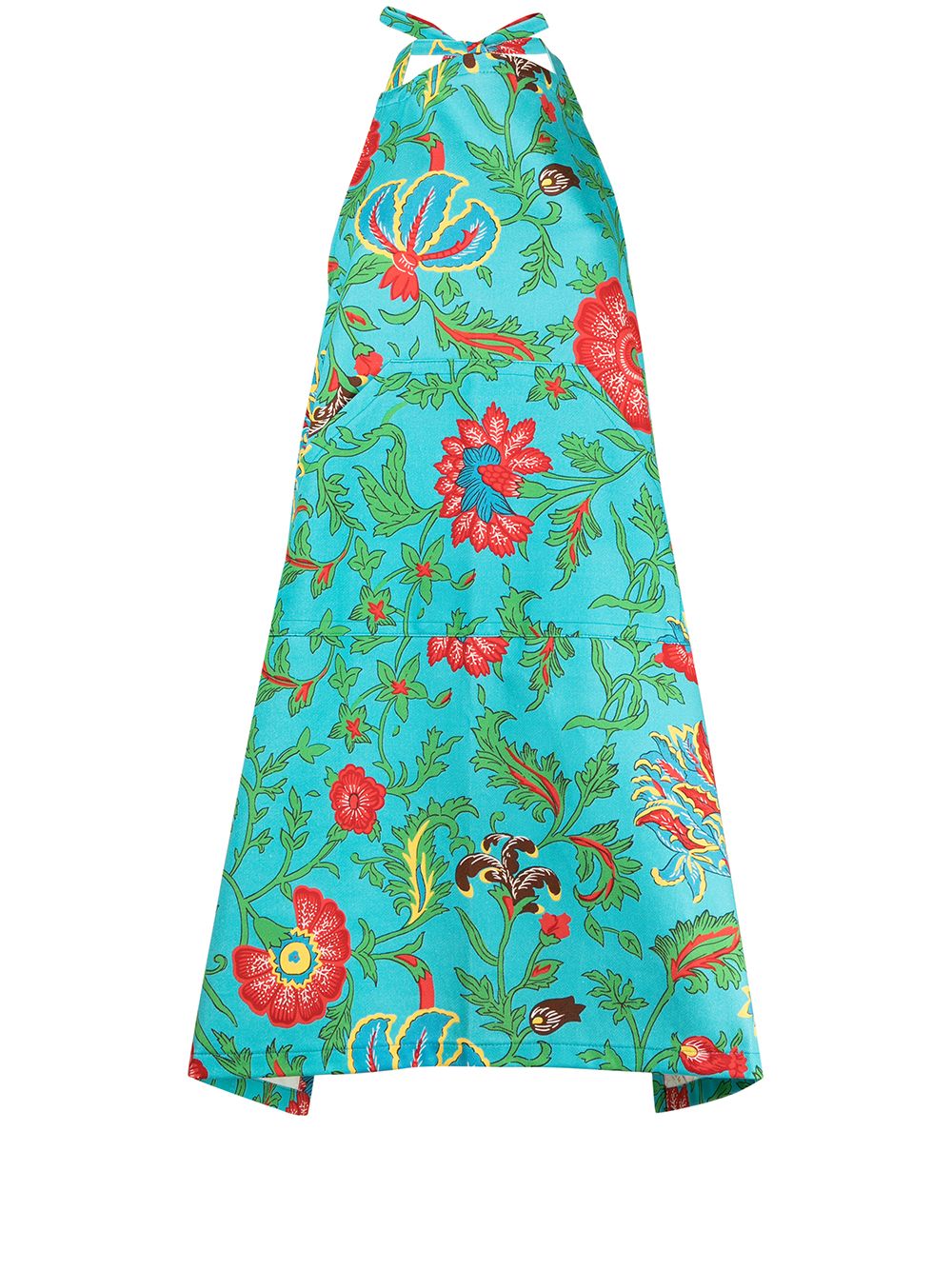 La Doublej Dragon Flower Turchese Apron In Blue