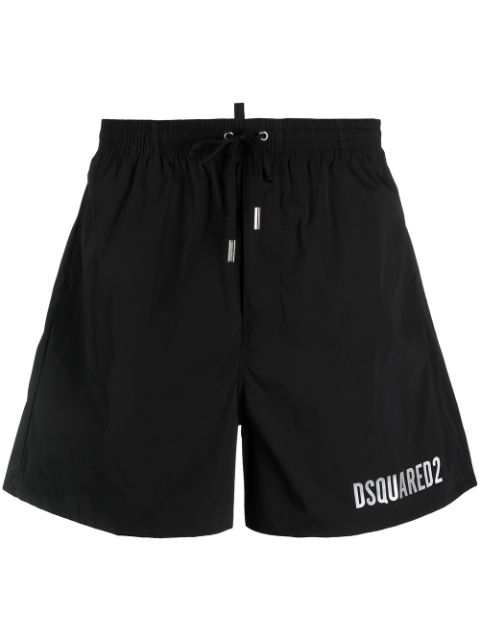 DSQUARED2 Icon metallic-logo drawstring swim shorts Men