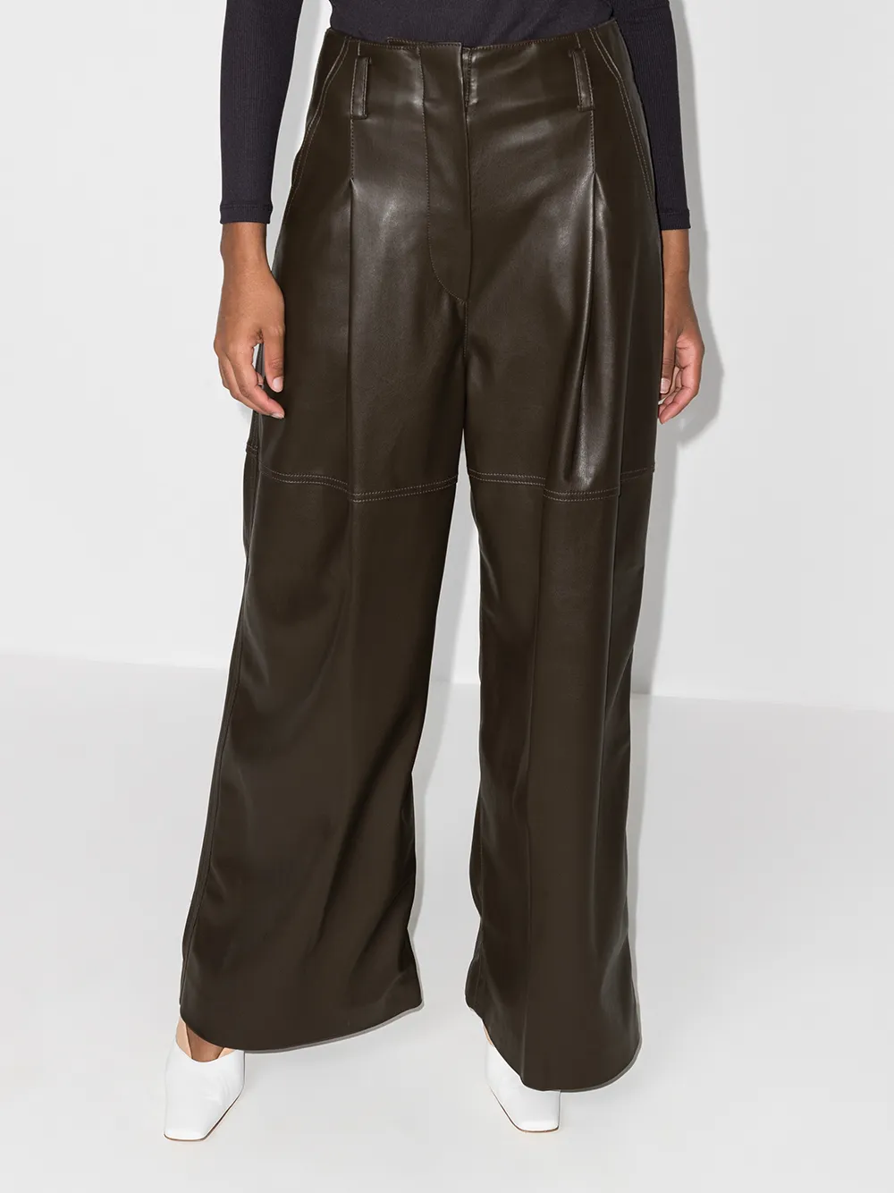 Image 2 of LVIR faux-leather wide leg trousers