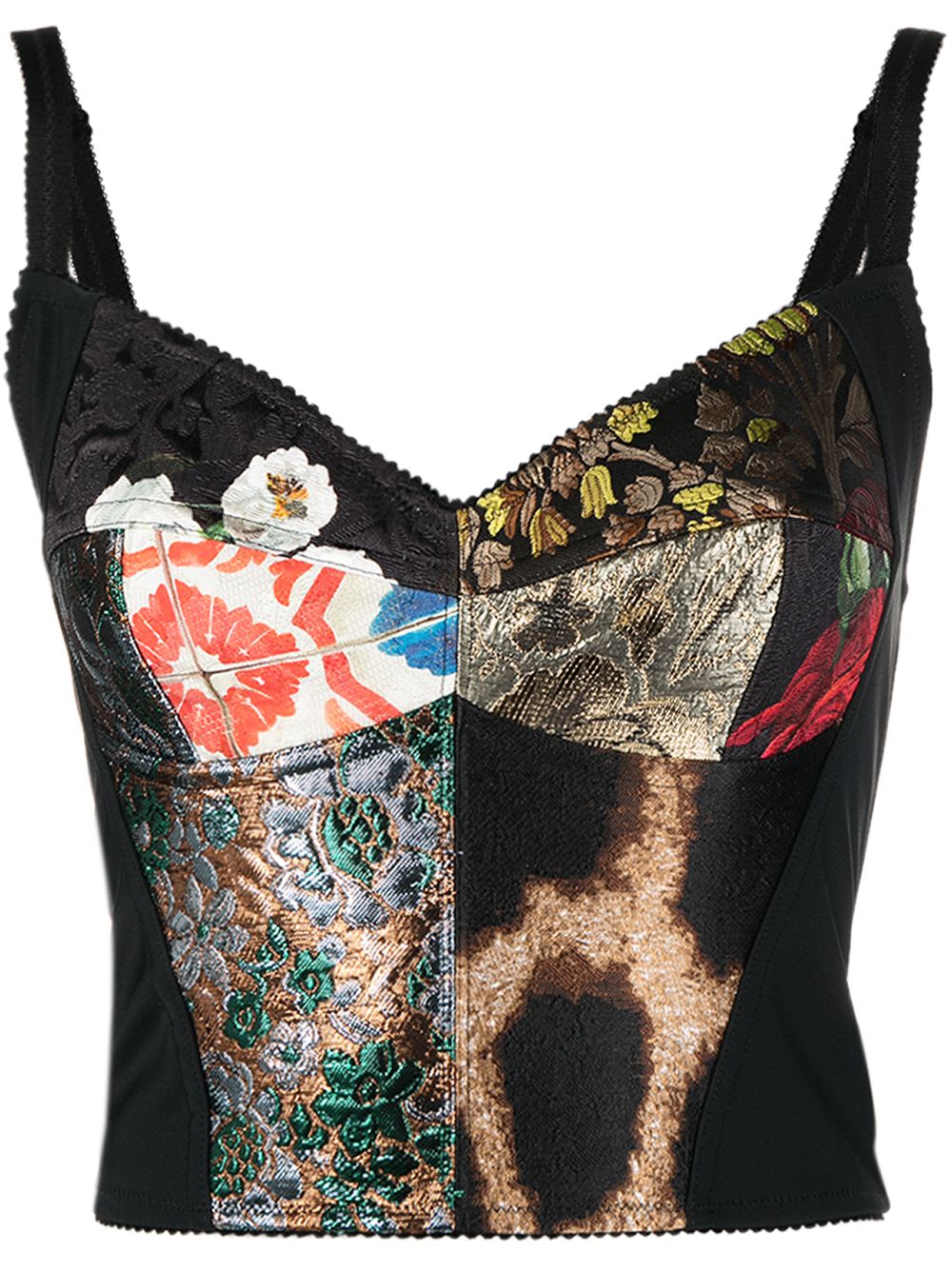 DOLCE & GABBANA PATCHWORK BUSTIER TOP