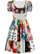 Image 1 of Dolce & Gabbana patchwork puff-sleeve mini dress