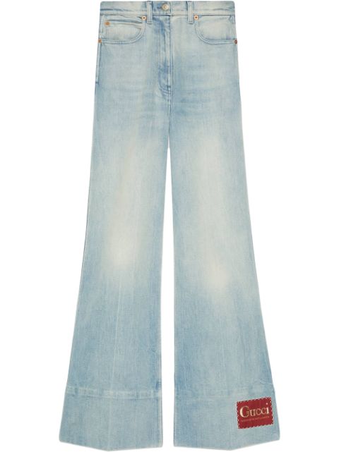 gucci washed denim flare pants