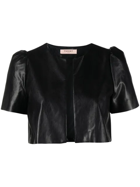 TWINSET faux leather crop jacket