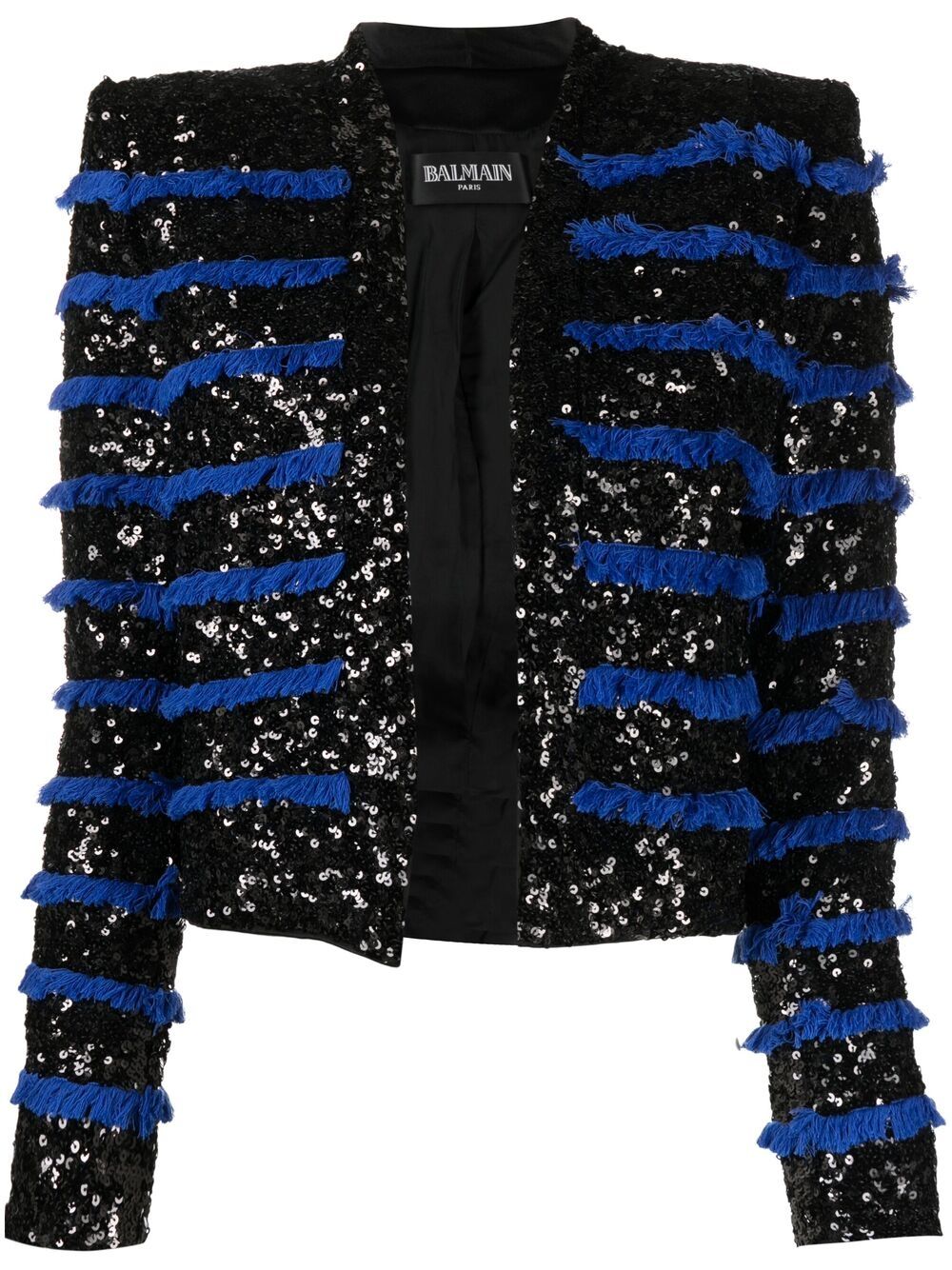 

Balmain chamarra con flecos y lentejuelas - Negro