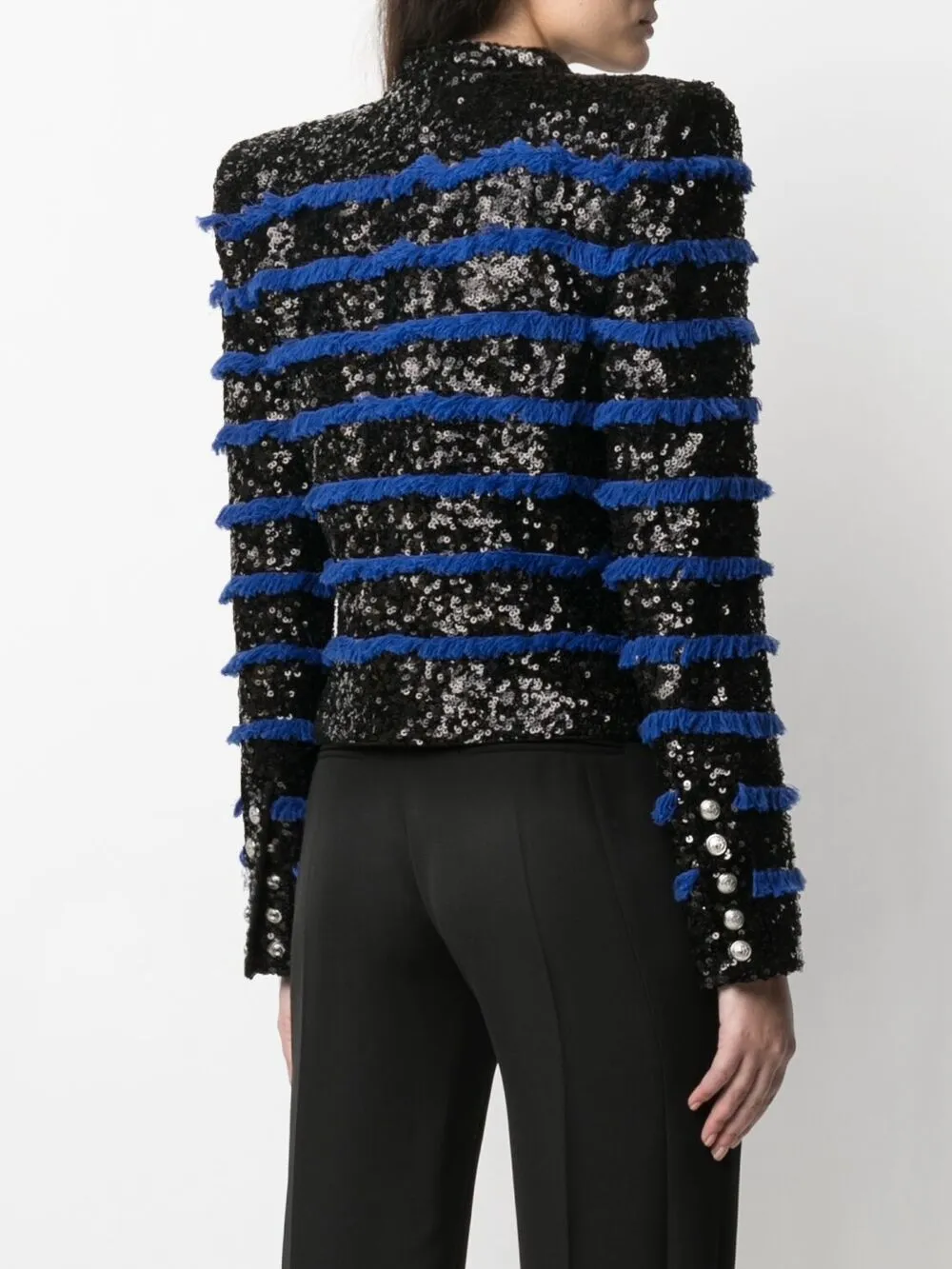 Balmain Fringed Sequinned Jacket In Black