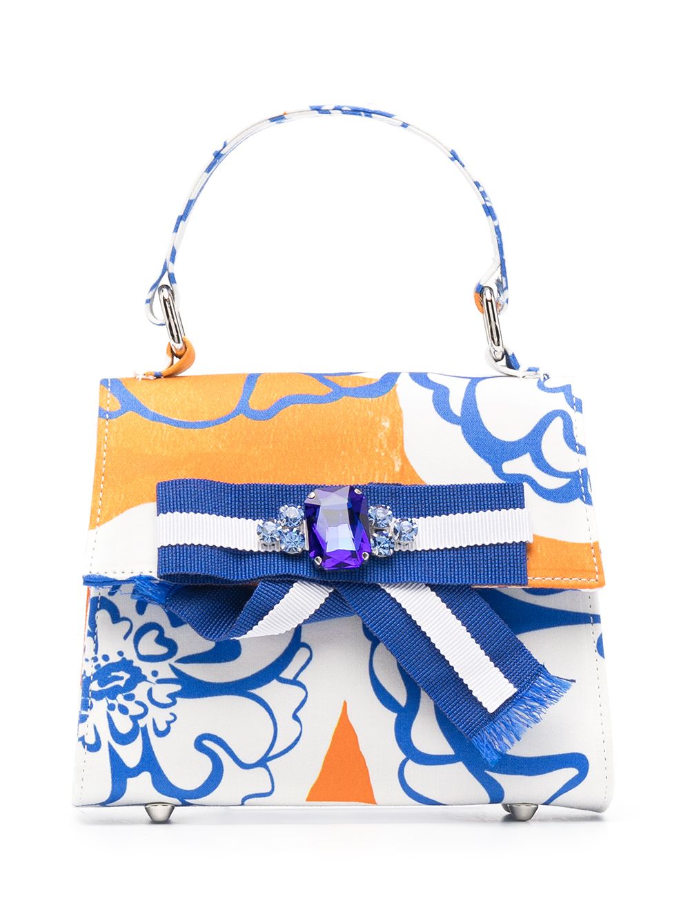 фото Mi mi sol сумка-тоут в стиле колор-блок с цветочным принтом
