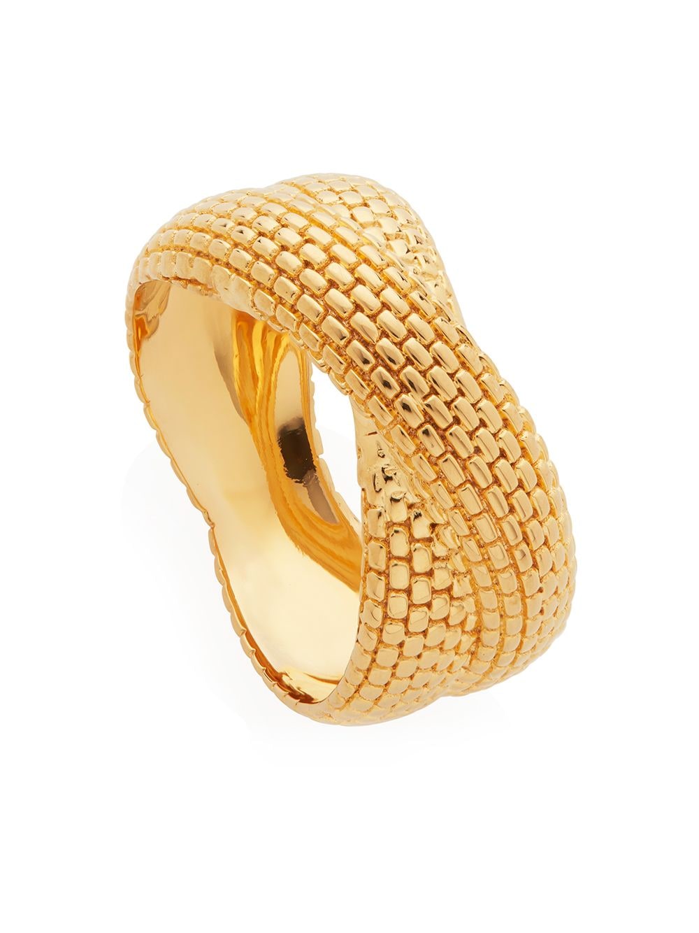 Shop Monica Vinader Woven Cross Ring In Gold