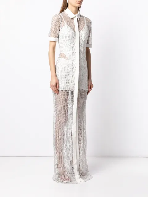 crystal mesh long sleeve gown by david koma