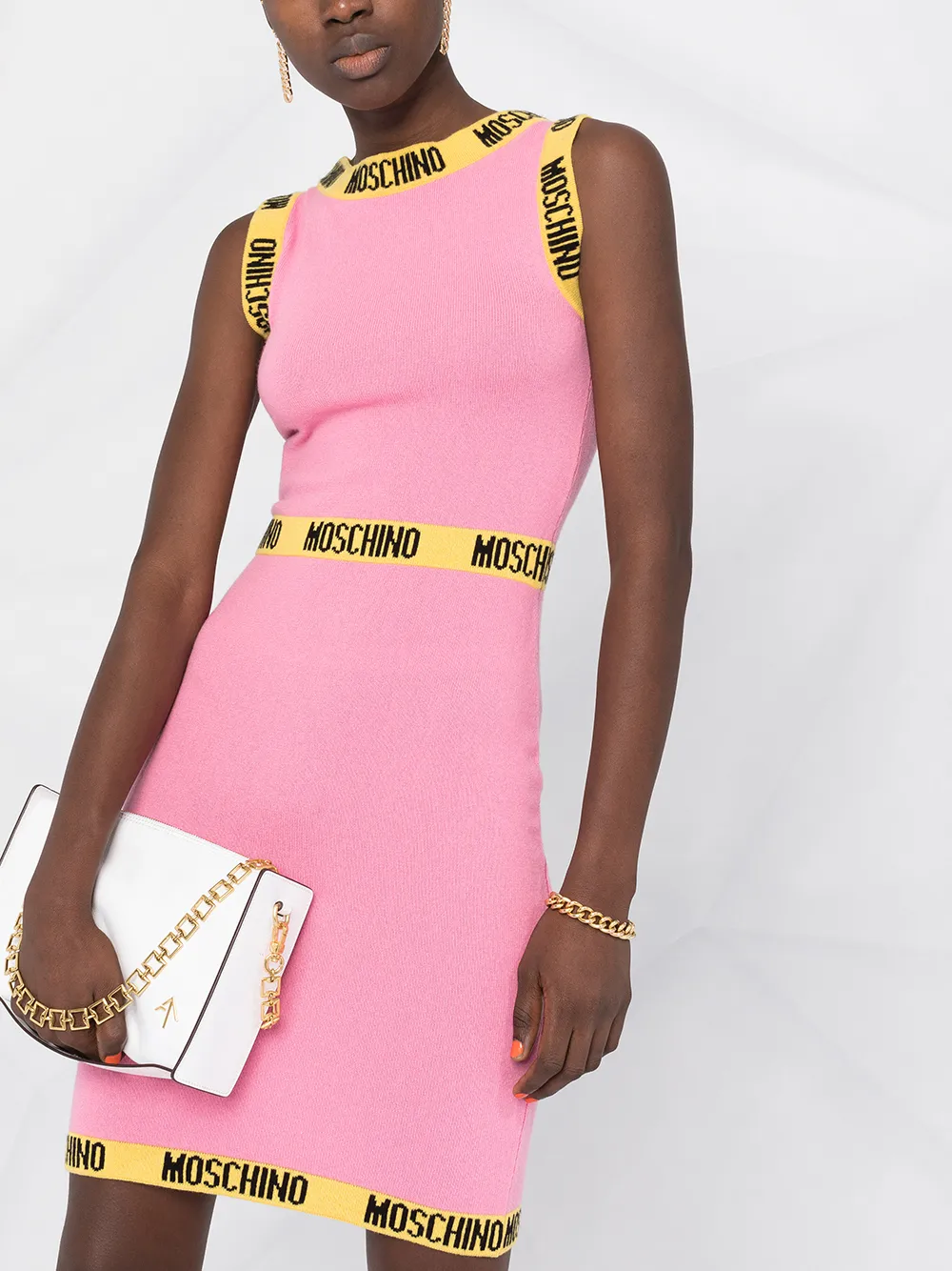 фото Moschino трикотажное платье мини с логотипом