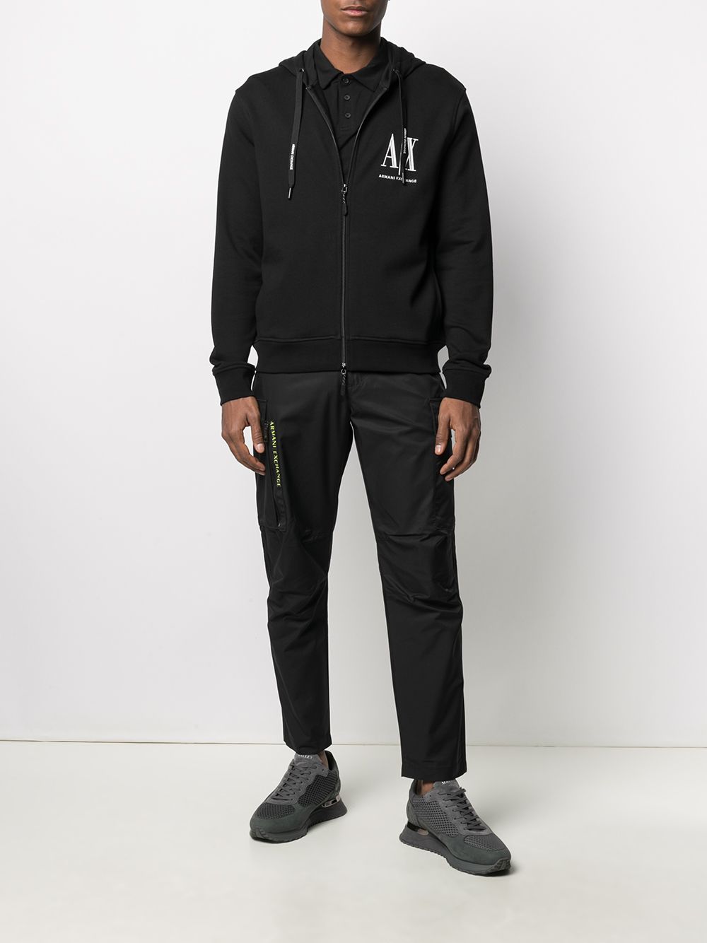 Armani Exchange logo-embroidered Drawstring Hoodie - Farfetch