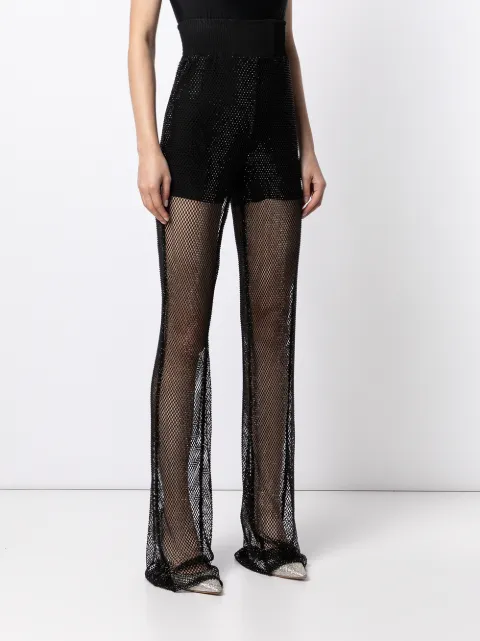 David Koma Crystal Mesh straight-leg 