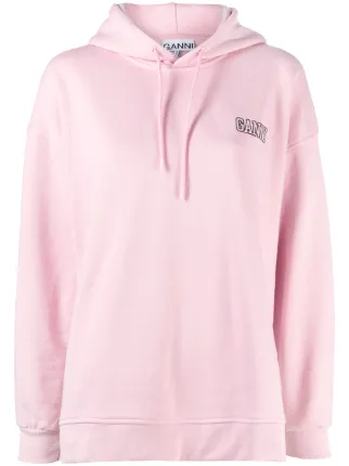 GANNI logo-embroidered long-sleeve Hoodie | Pink | FARFETCH BN