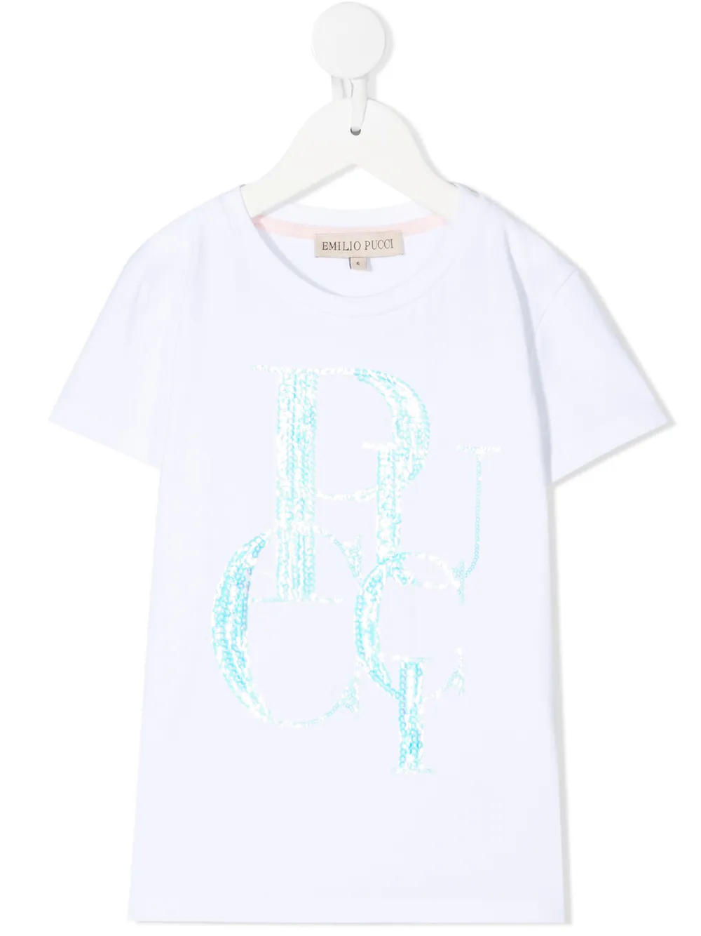 Emilio Pucci Junior футболка с логотипом и пайетками
