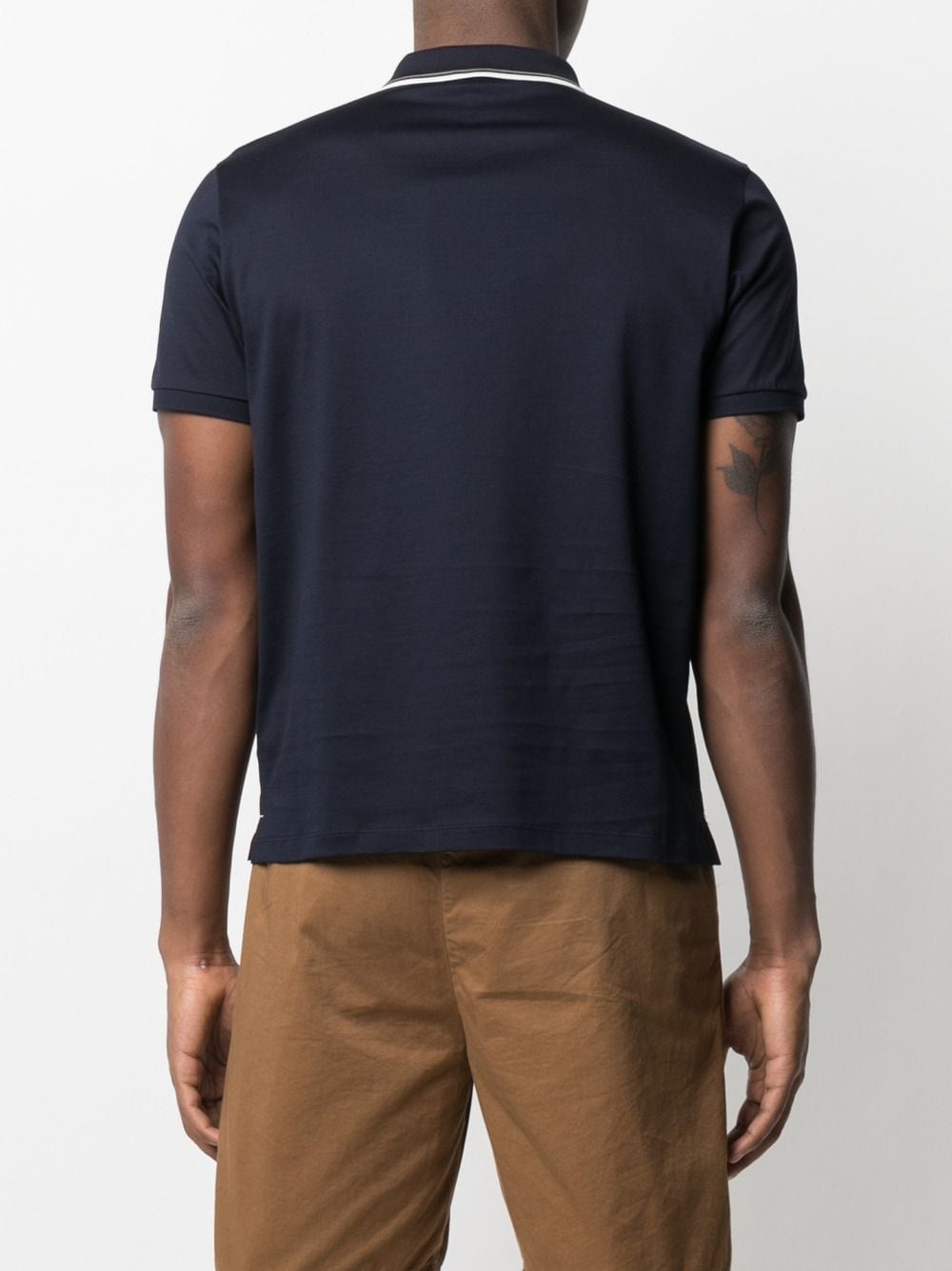 Shop Herno Contrast Trim Polo Shirt In Blue