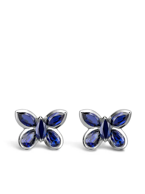 Pragnell aretes con diseño de mariposa en oro blanco de 18kt con zafiros