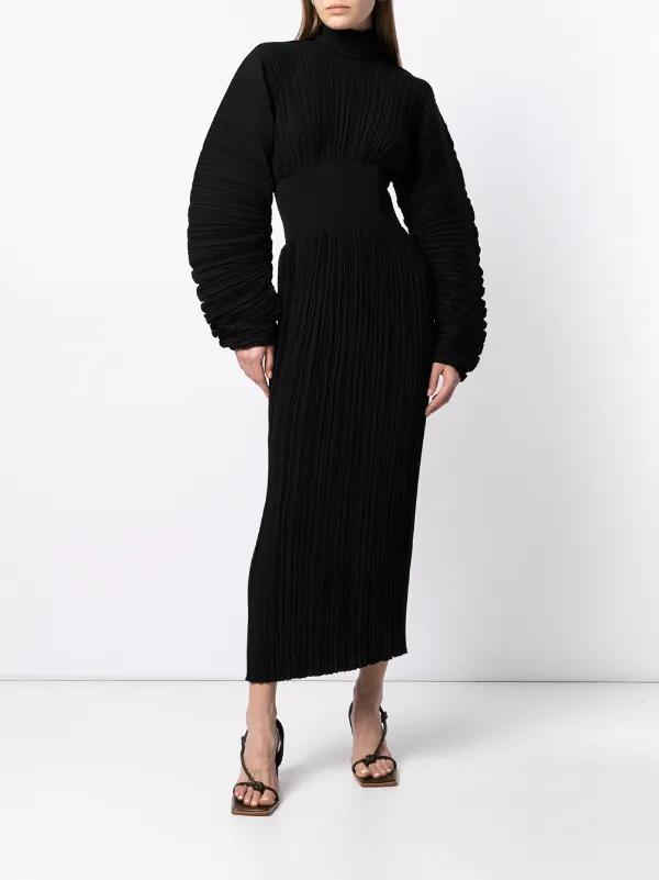 Dion Lee puff-sleeve pleated midi dress 