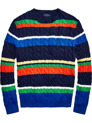 Ralph lauren striped cable knit sweater Clearance