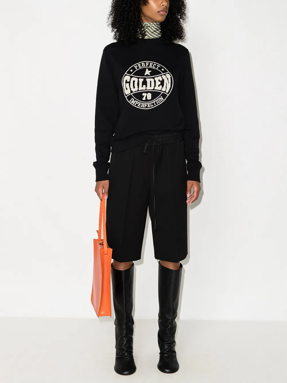 Golden Goose Logo-embroidered Cotton Sweatshirt In Black