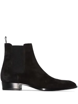 Saint Laurent Wyatt Patent-leather Boots - Men - Black Boots - EU 42