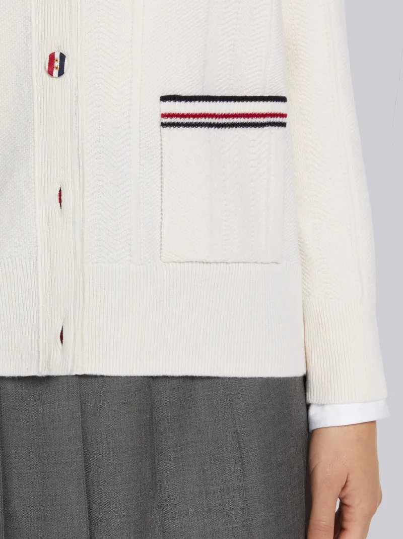 White Mixed Stitch Fine Merino Wool 