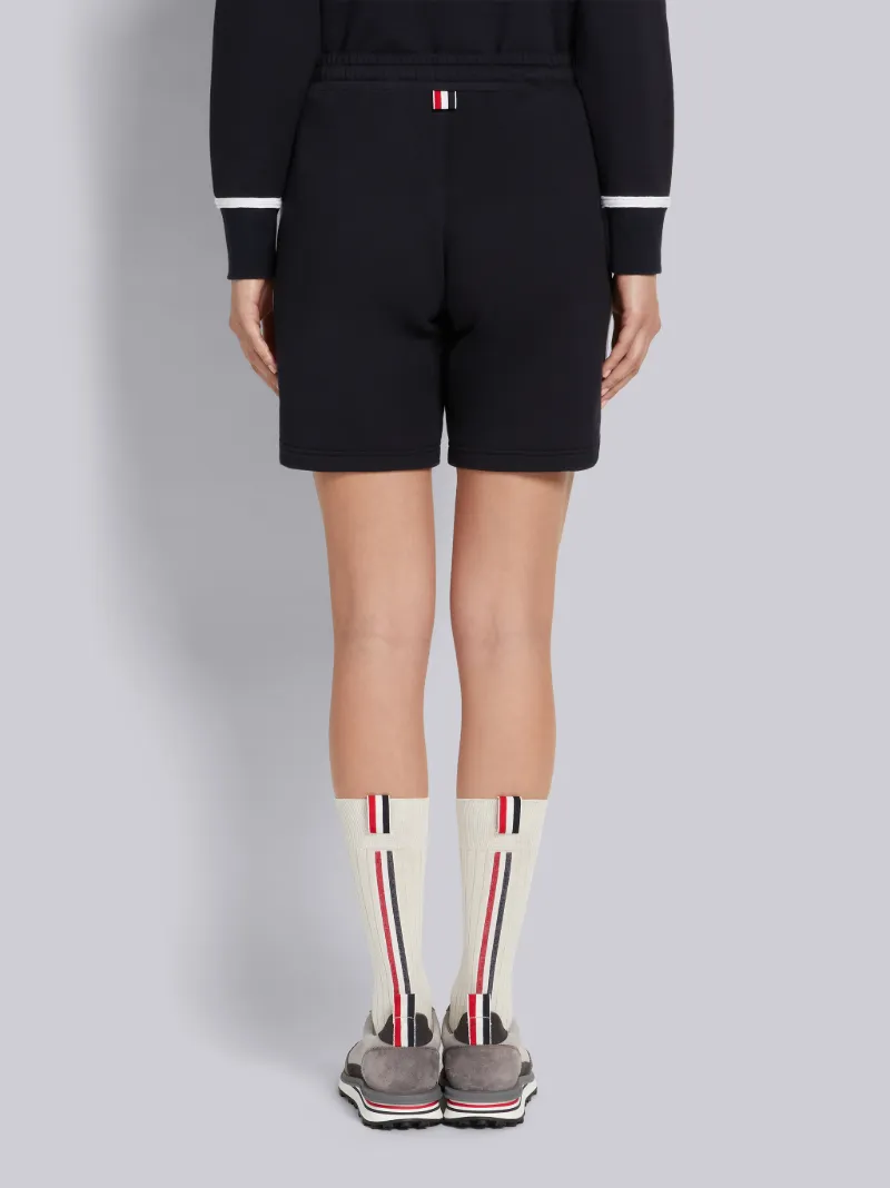 Navy Cotton Loopback Contrast Stripe 