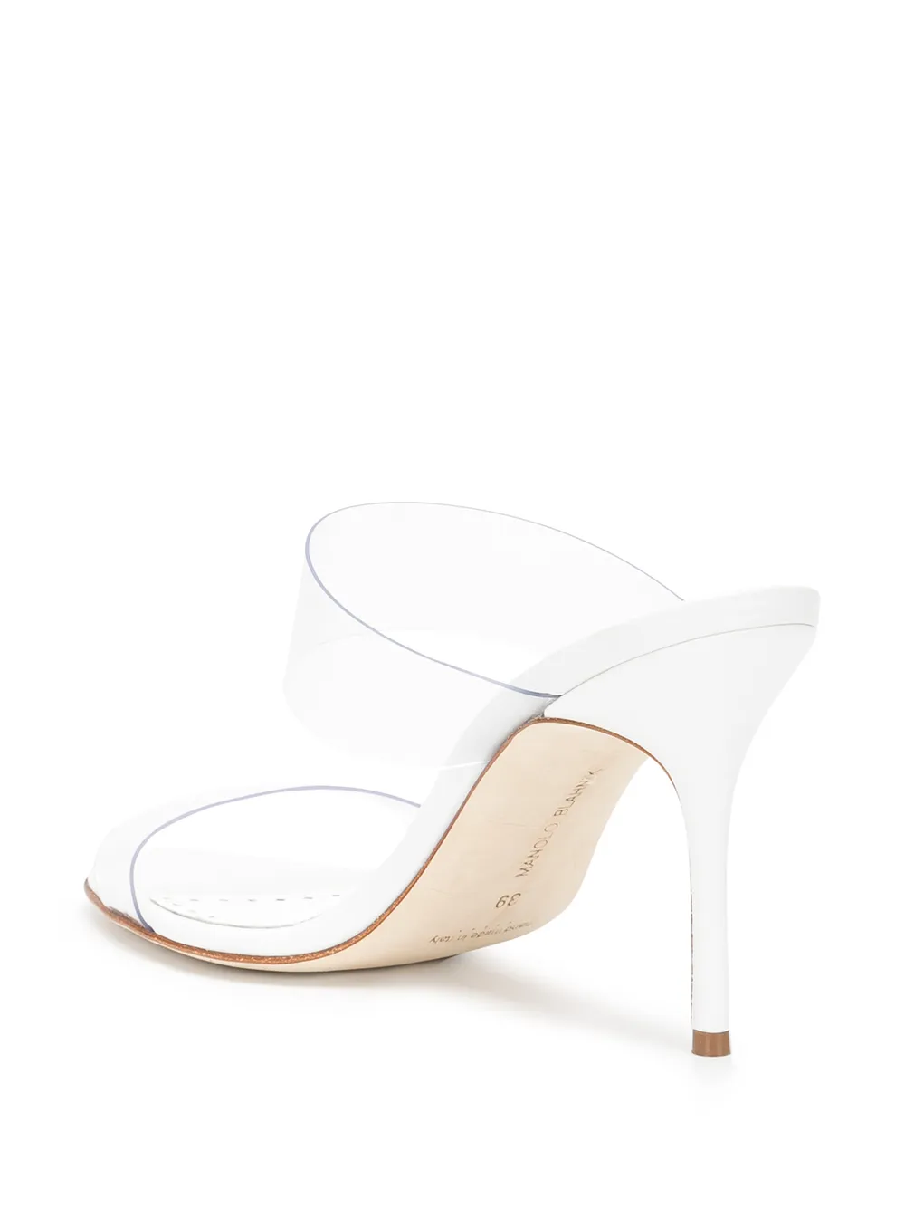 Shop Manolo Blahnik Scolto 90mm Slip-on Sandals In White