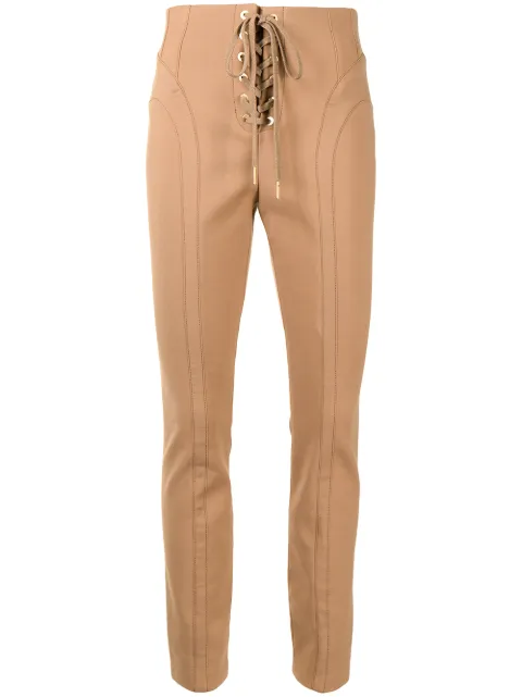 Dion Lee brown lace-up slim-fit trousers for women | A2267P21 at Farfetch.com
