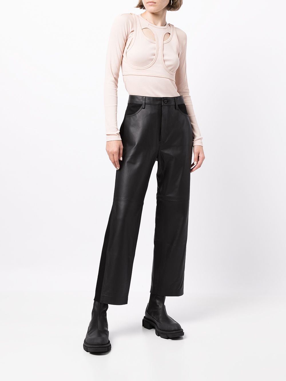 Shop Dion Lee Cut-out Layered Cotton Top In Rosa