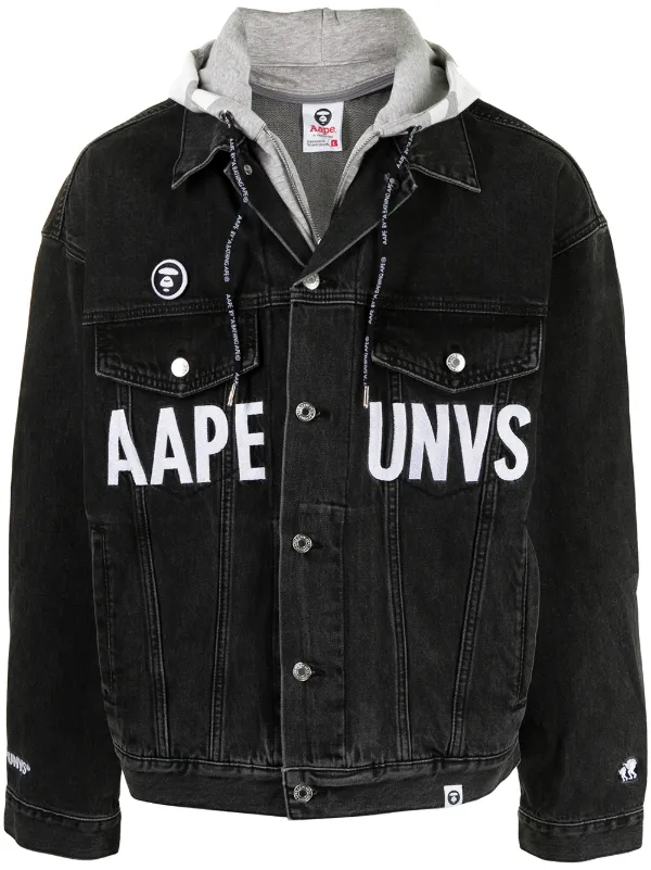 AAPE BY *A BATHING APE® logo-print Hooded Denim Jacket - Farfetch