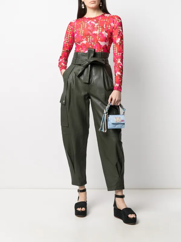 Tie waist leather trousers Clearance